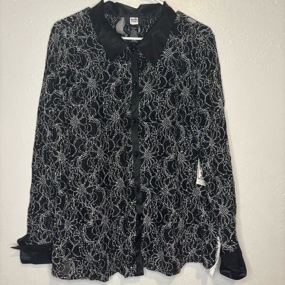 NWT Vintage Studio 1940‎ Womens Set 2 Pcs Black Silver Sheer Top Size 18/20W - Picture 1 of 10